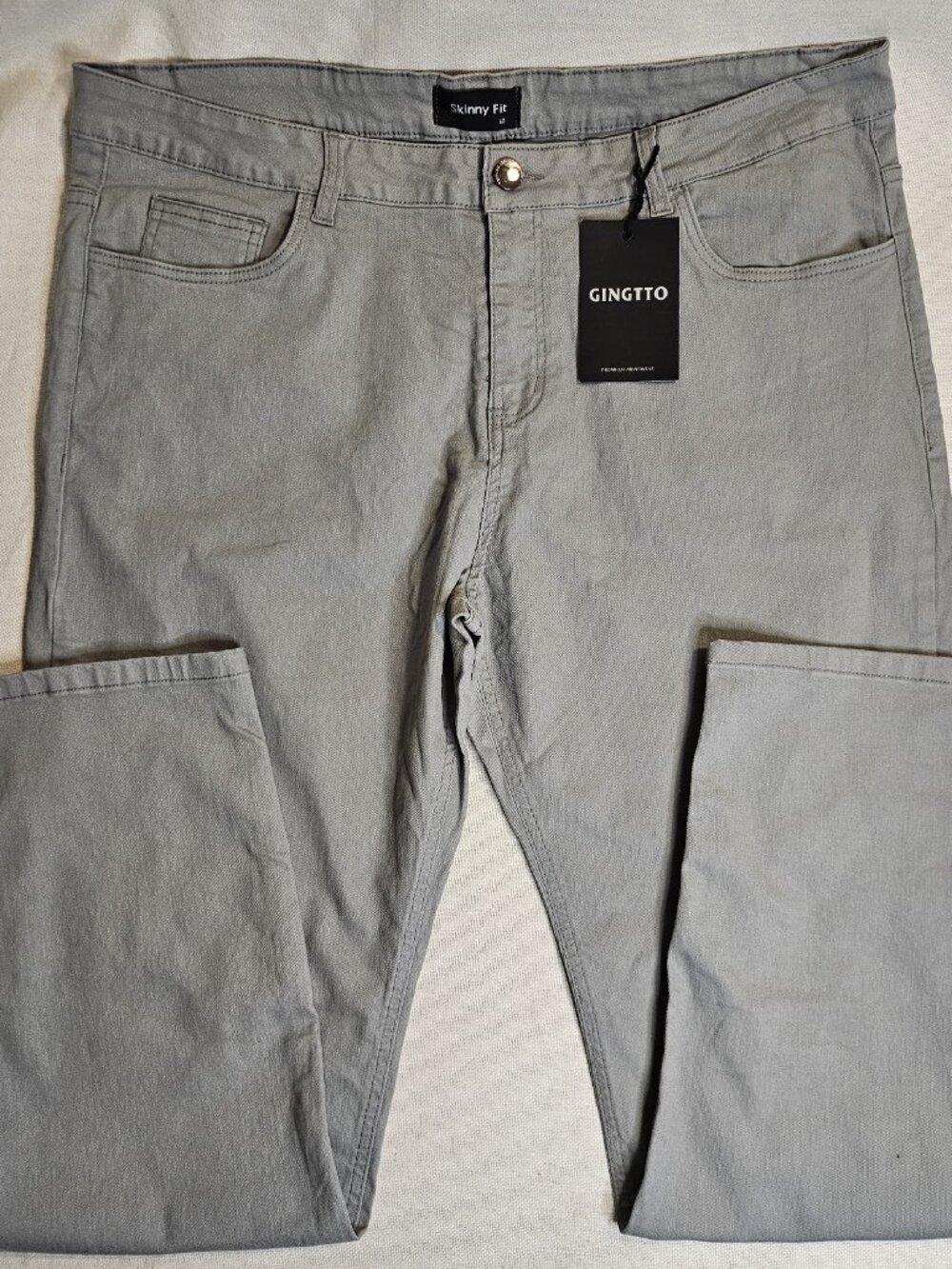 Gingtto Men's Gray Skinny Fit Jeans - Size 40